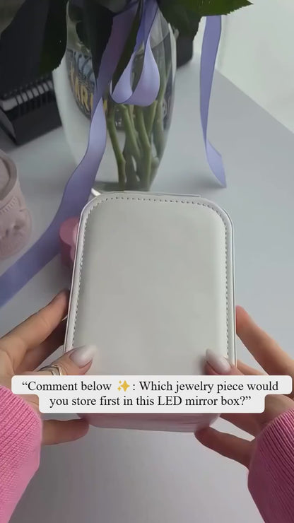 Makeup Storage Box With LED Light Mirror Portable Travel Makeup